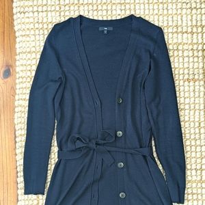 GAP Long Button Down V-Neck Sweater with belt